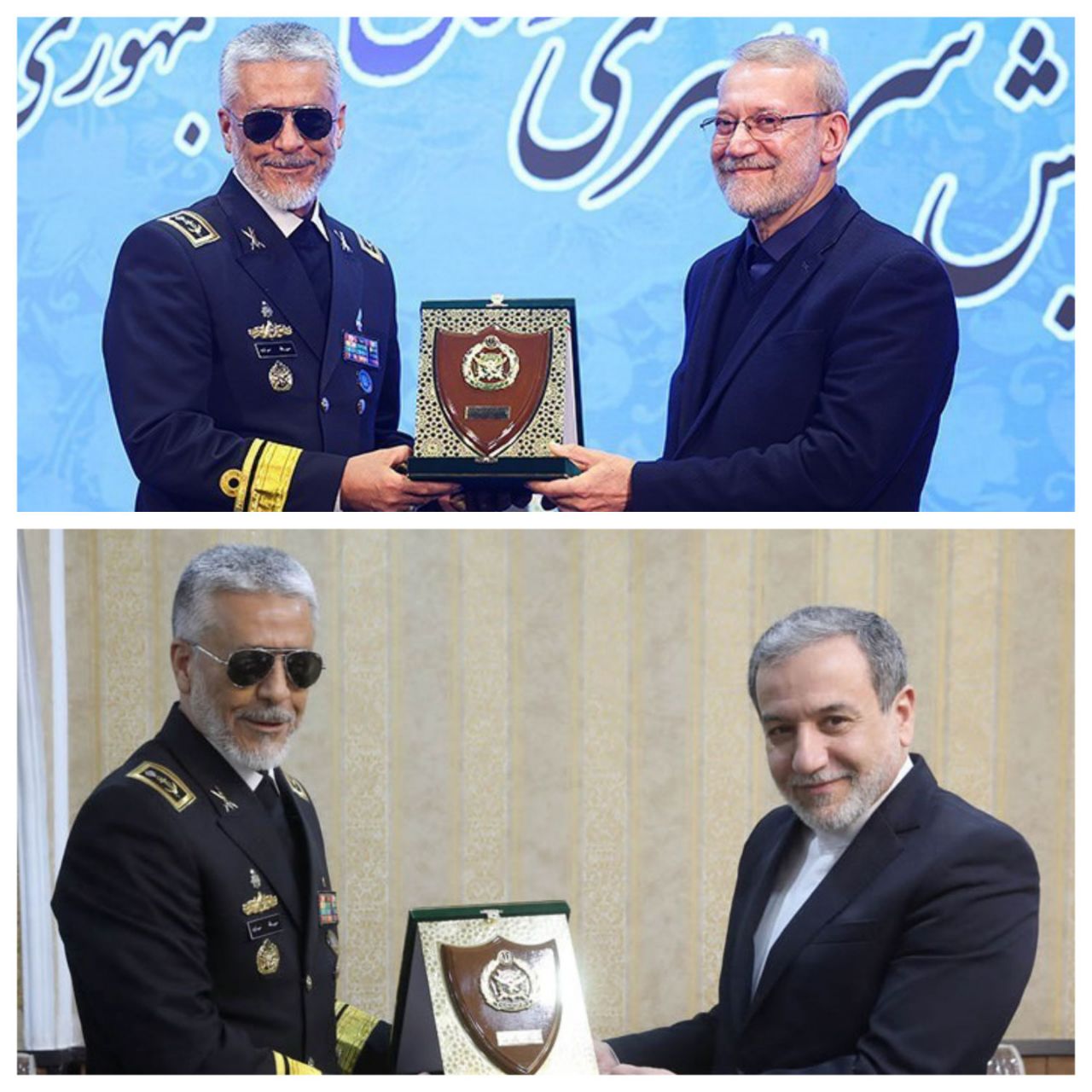 نماد (کِرِست) ارتش به علی لاریجانی و عباس عراقچی اهدا شد